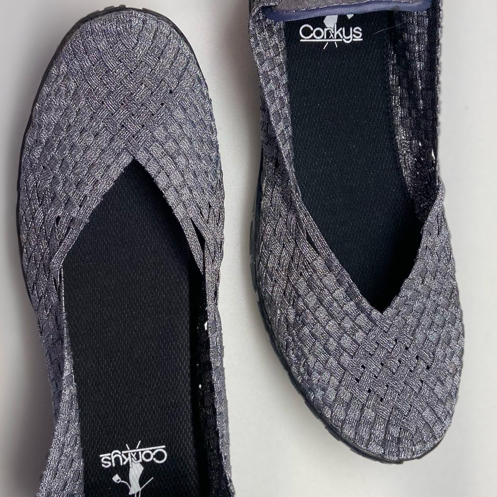 Corky Silver Elastic Flats